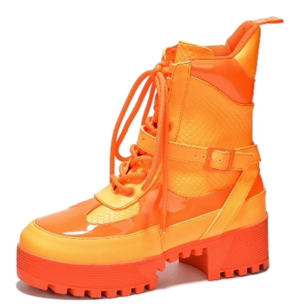 Cape Robbin "TORQUE VOLTAGE" Bright Orange Laced  Combat Boots